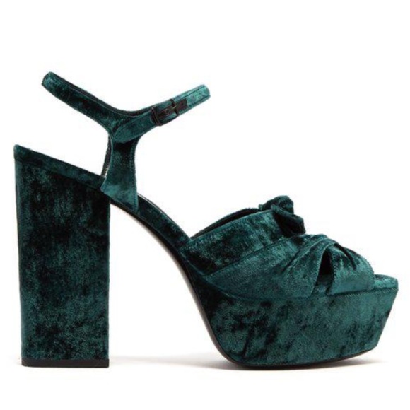 SAINT LAURENT Crushed Velvet Farrah Platform - Picture 1 of 9